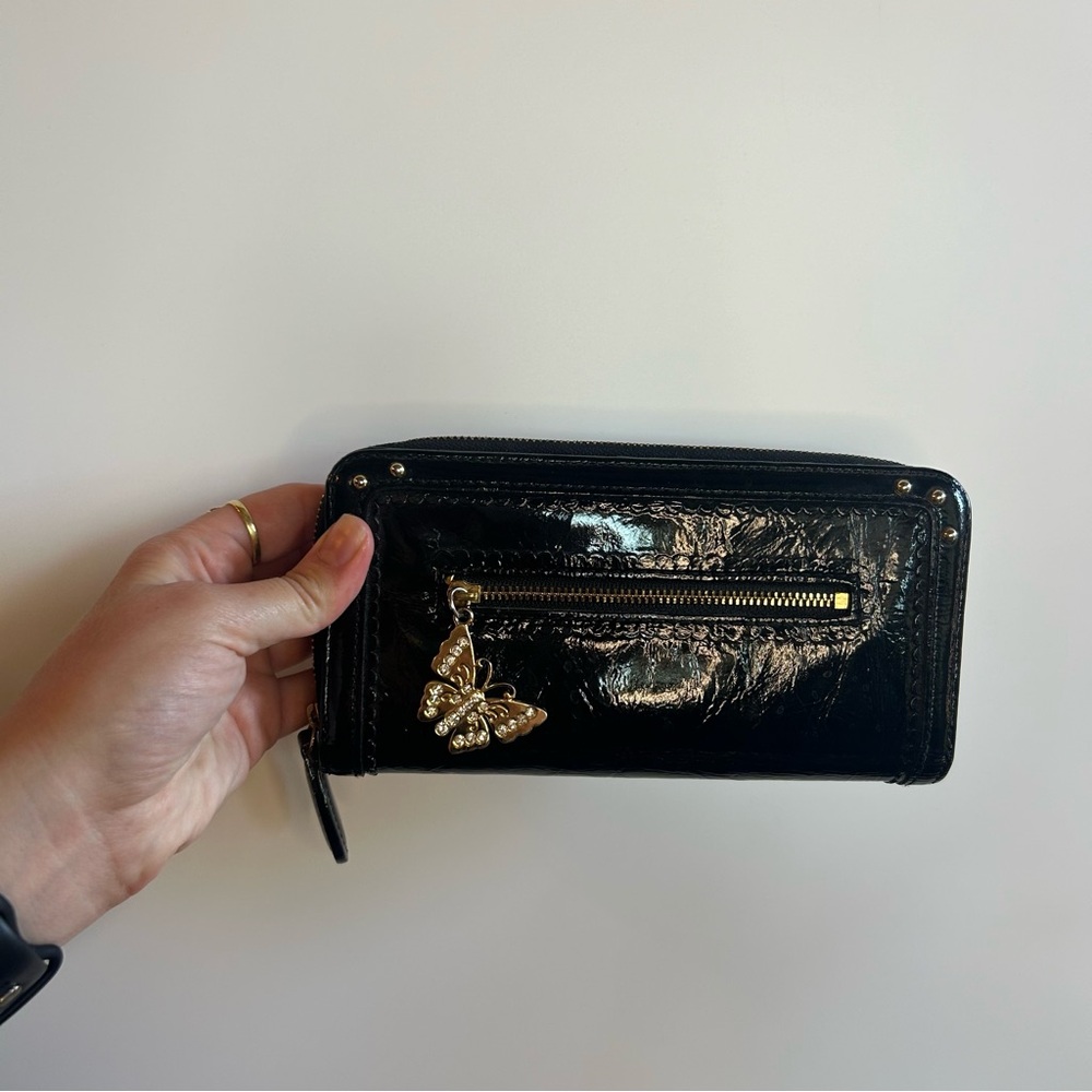 Anna Sui Patent Leather Black Wallet